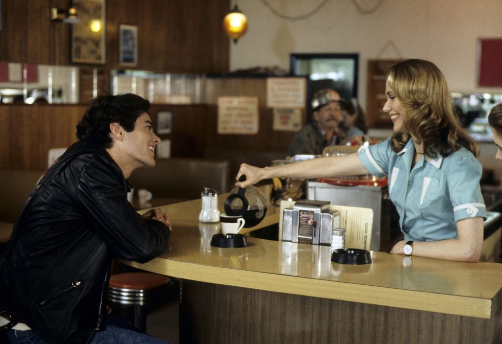 Norma Jennings pours Bobby Briggs a cup of coffee at the Double R Diner