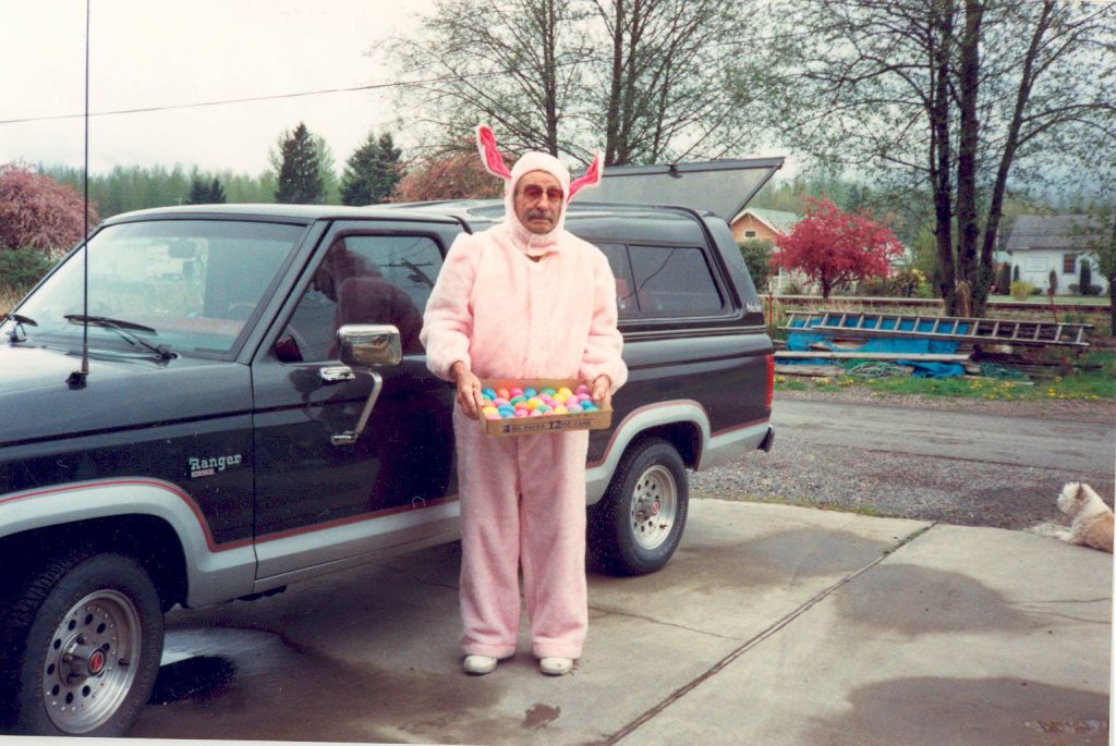 Leo Kelly dressed as the Easter Bunny in 1990.