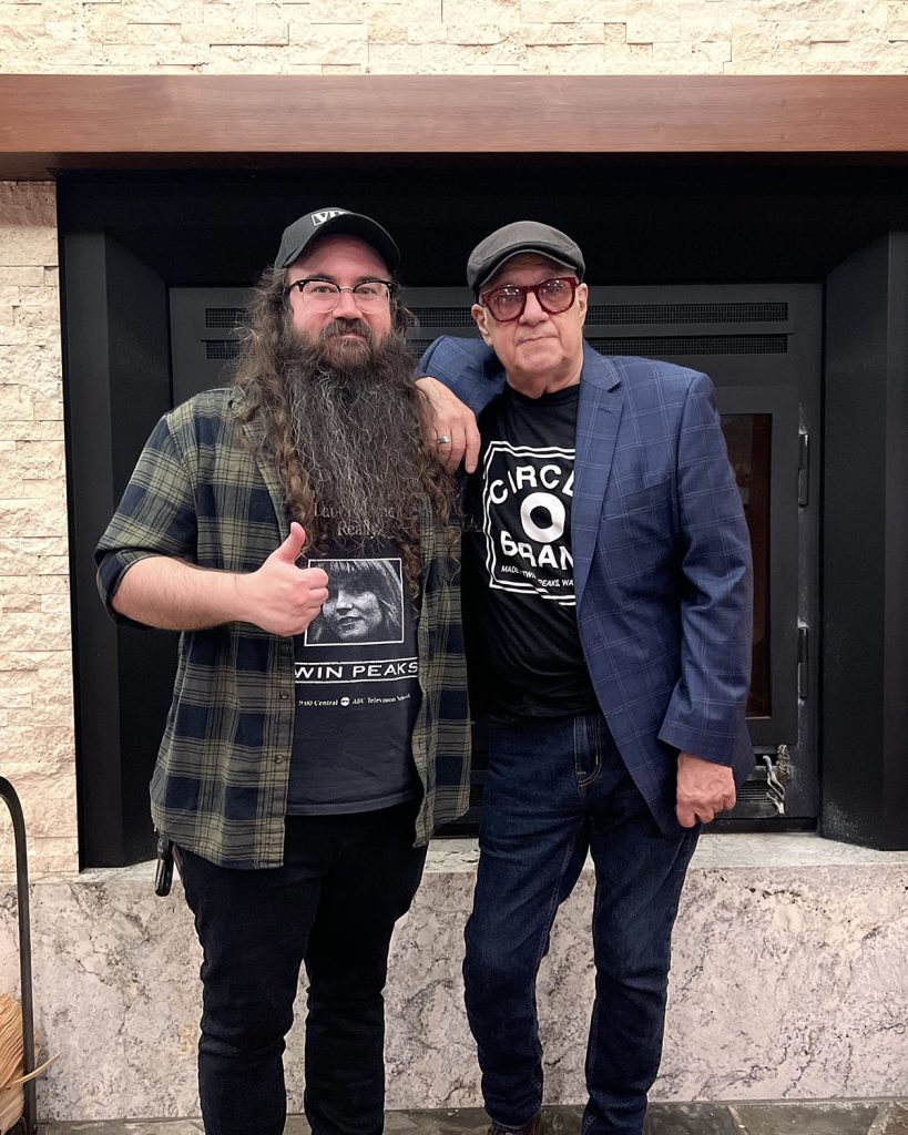 Vinnie Guidera and prop master Jeff Moore at The Real Twin Peaks event, February 2025