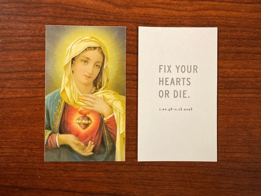 Prayer cards designed by Matt Mullin