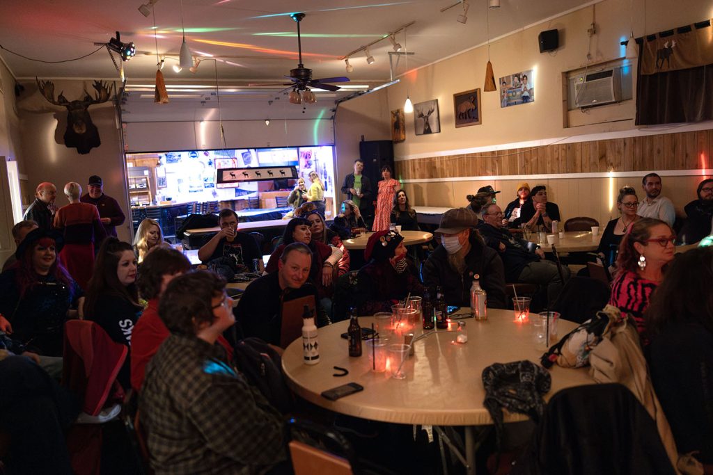 Crowd inside the Moose Lodge