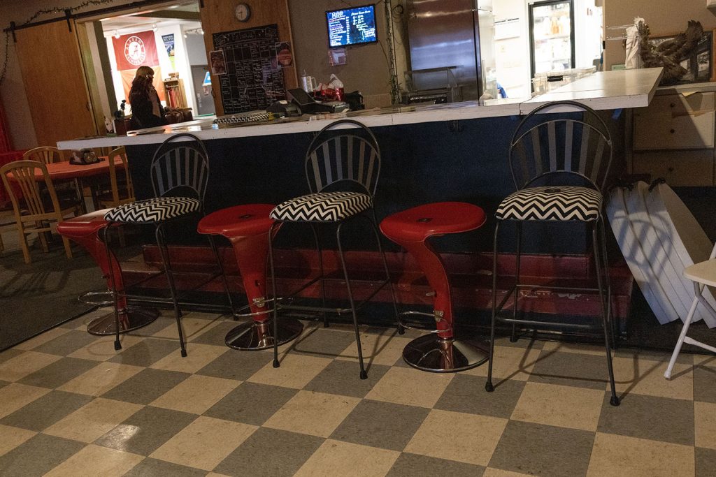 Counter with stools