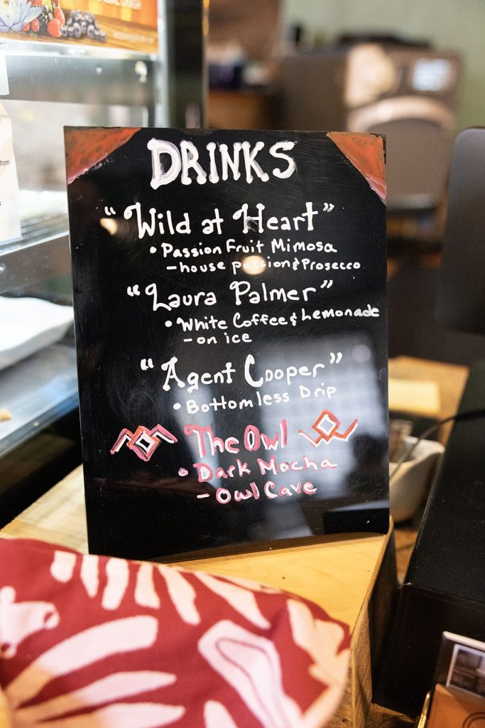 Drink menu in Hartwood Cafe