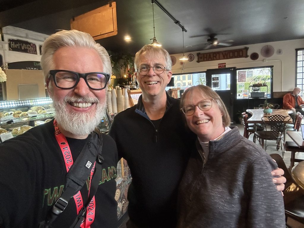 Steven, John and Laura inside Hartwood Cafe