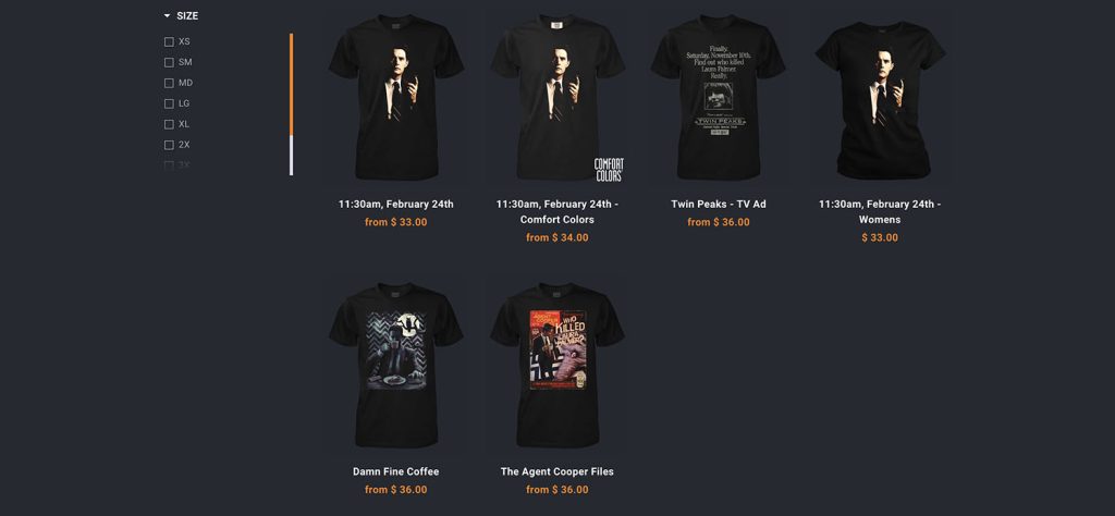 Fright Rags shirts featuring Twin Peaks