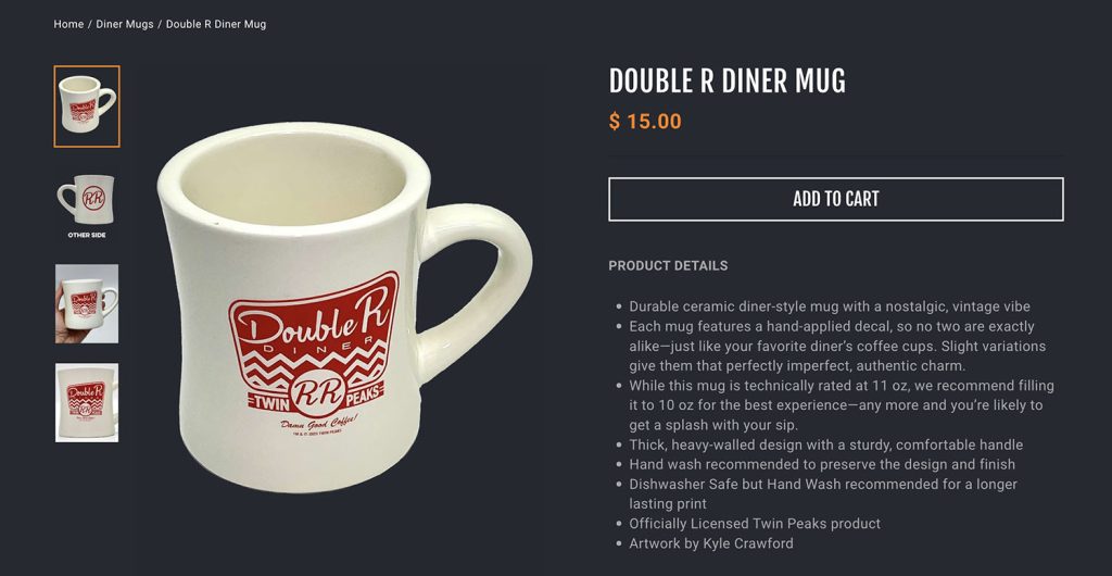 Website page for Double R Diner Mug