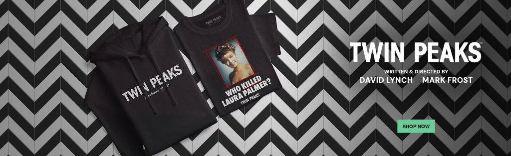 Chevron floor pattern with two Twin peaks shirts