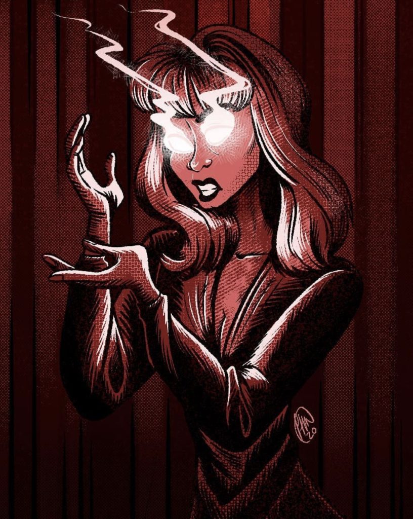 Laura Palmer in the Redroom making the "Meanwhile" sign