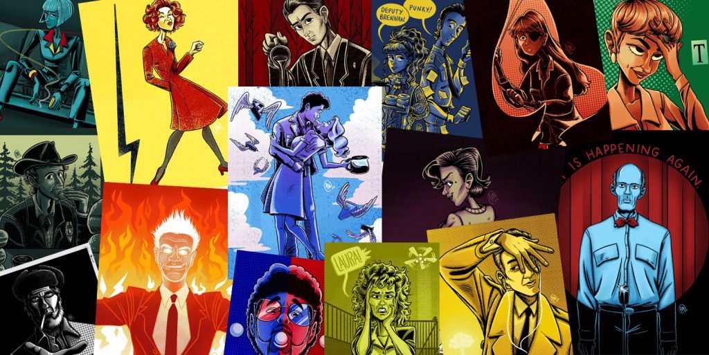 Image collage of Haleigh Mooney's Twin Peaks sketches