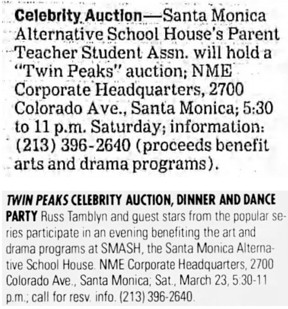 Newspaper articles about celebrity auction