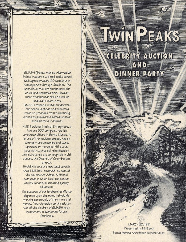 Front and back cover of Twin Peaks celebrity auction program