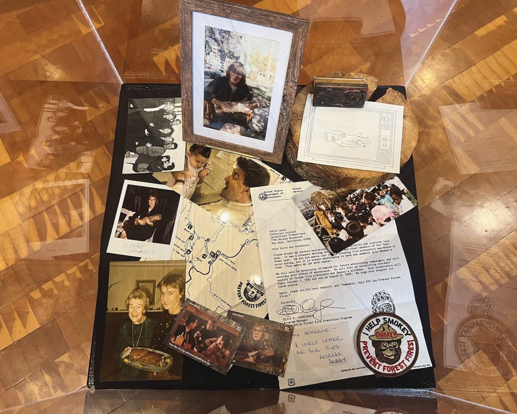 Display case with memorabilia