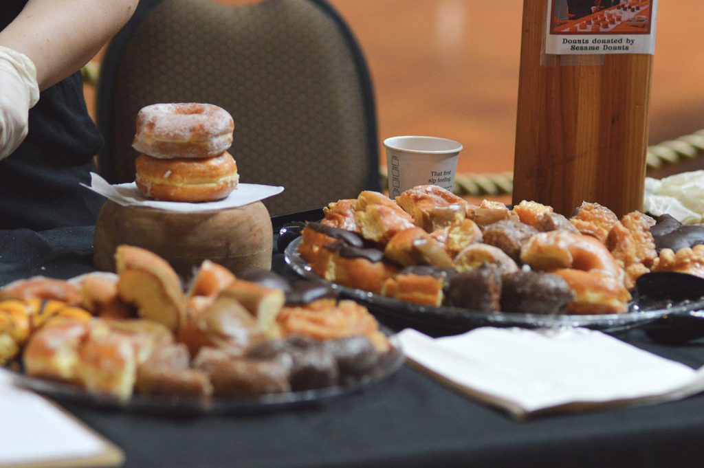 Policeman's Dream of a table full of doughnuts