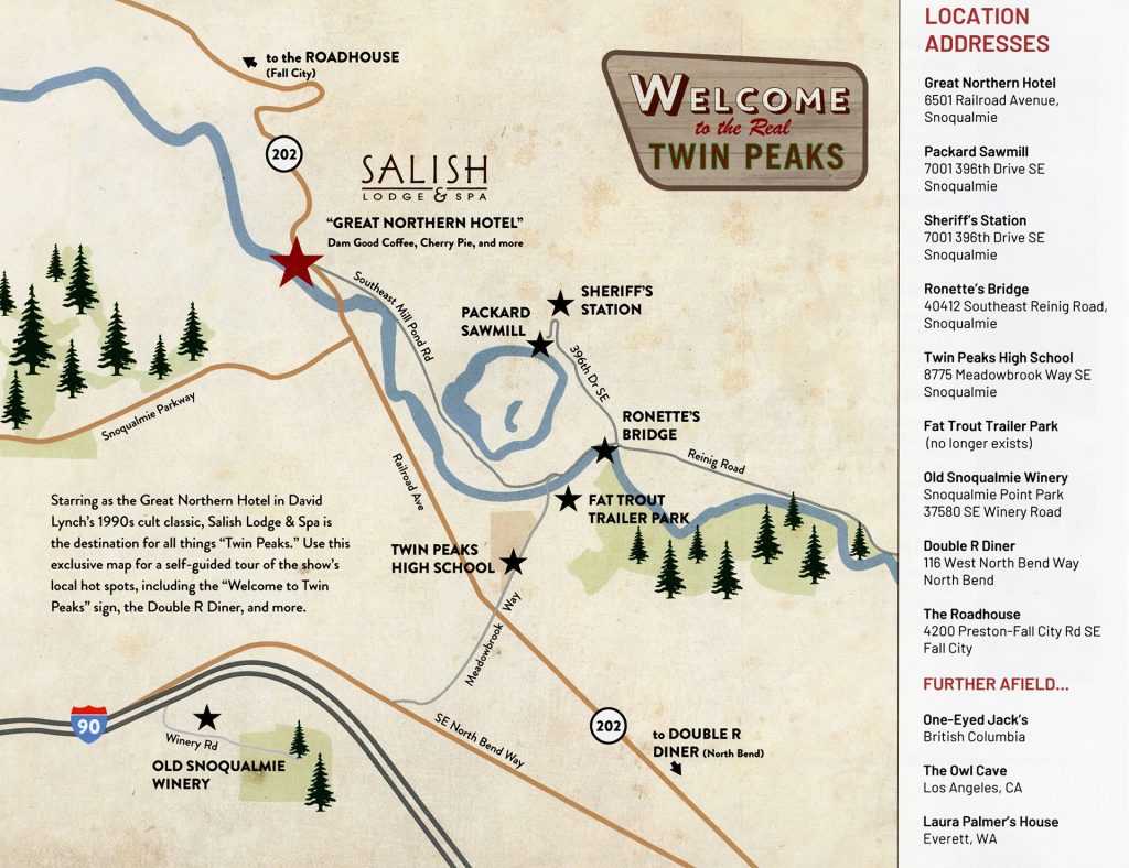 Map found inside brochure of the Welcome To the Real Twin Peaks Driving Tour Map
