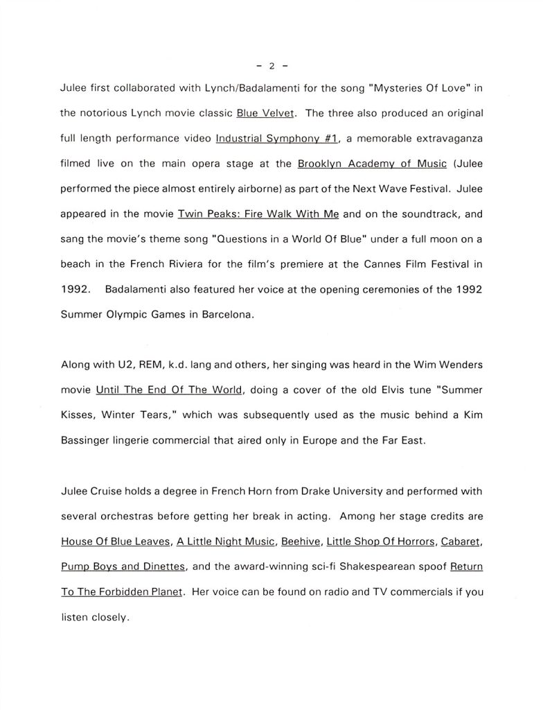 "The Voice of Love" press release