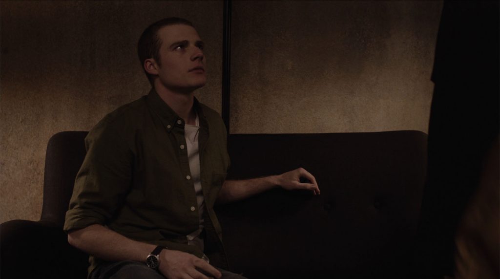 Sam looking up at Tracey