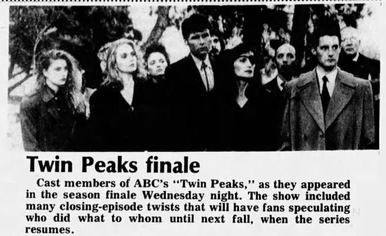 Newspaper article about Twin Peaks