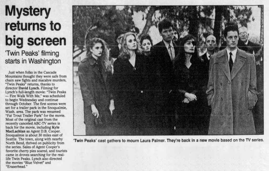 Newspaper article about Twin Peaks