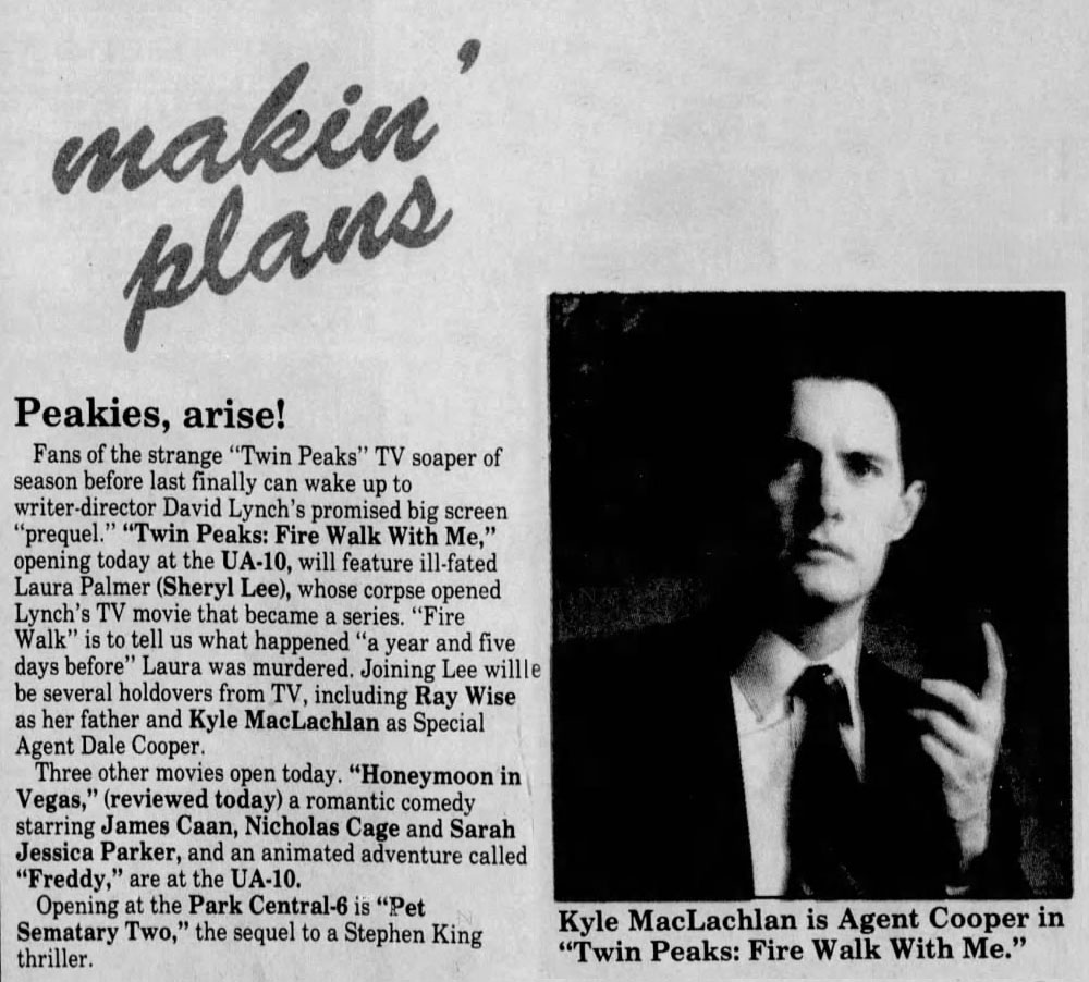 Makin' Plans article about Twin Peaks Fire Walk With Me