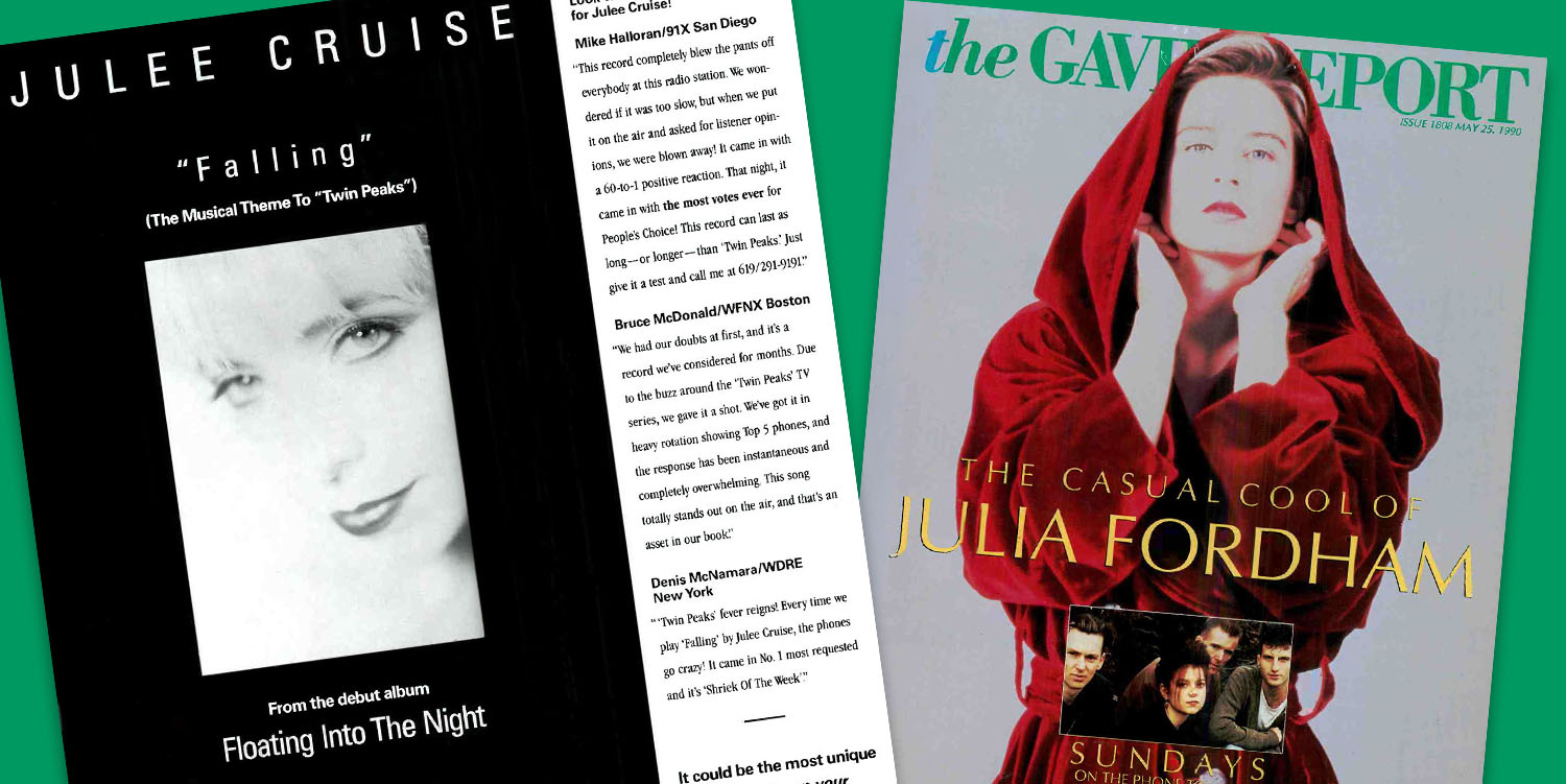 "Falling" ad and cover of The Gavin Report
