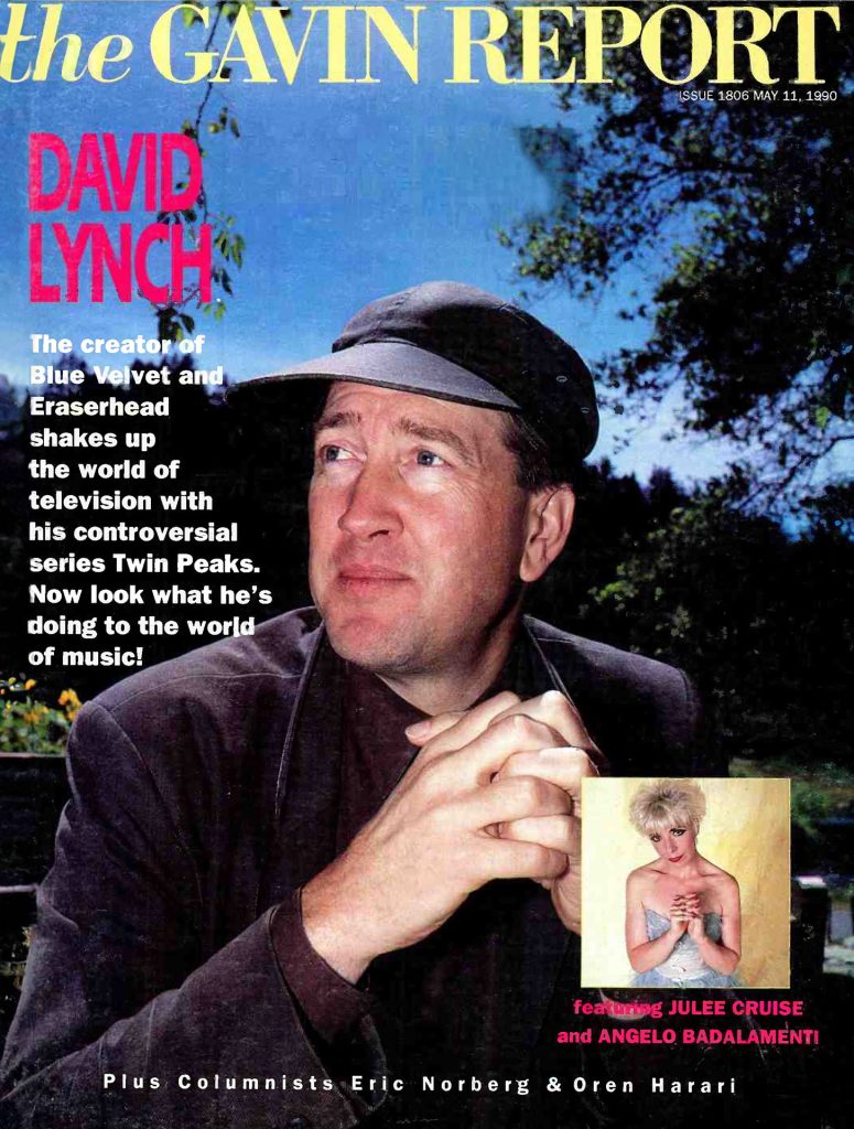 David Lynch on the cover of The Gavin Report, May 11, 1990