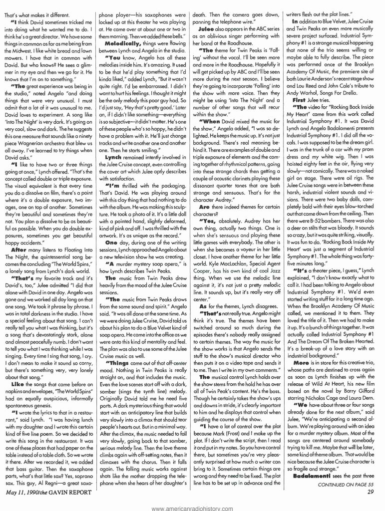 Article in The Gavin Report, May 11, 1990
