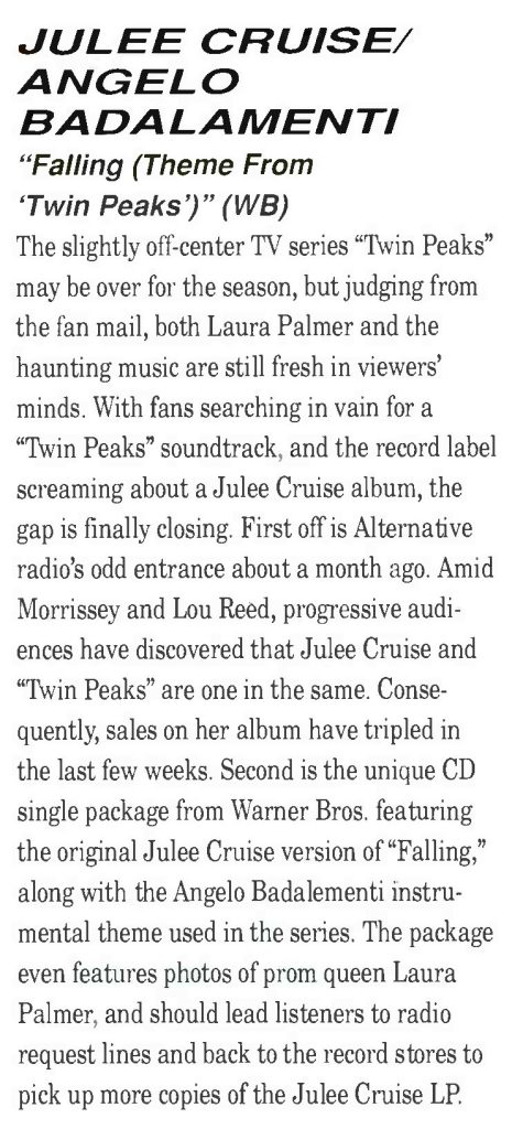 Review of "Falling" by Julee Cruise