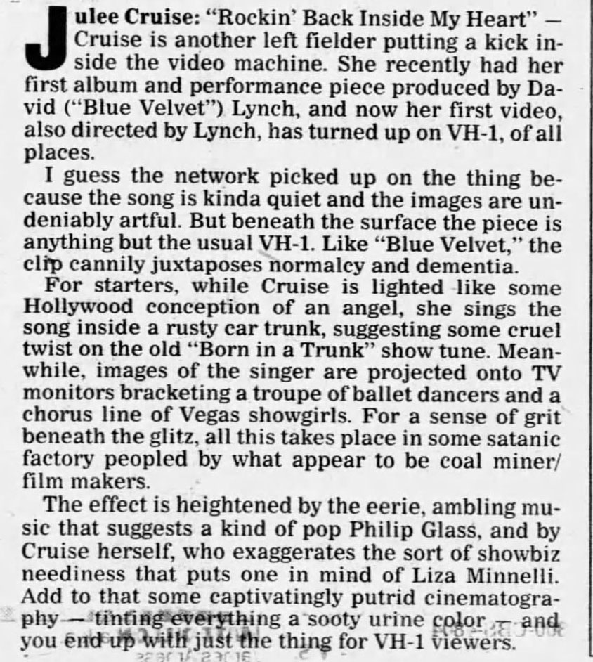 Article about Julee Cruise