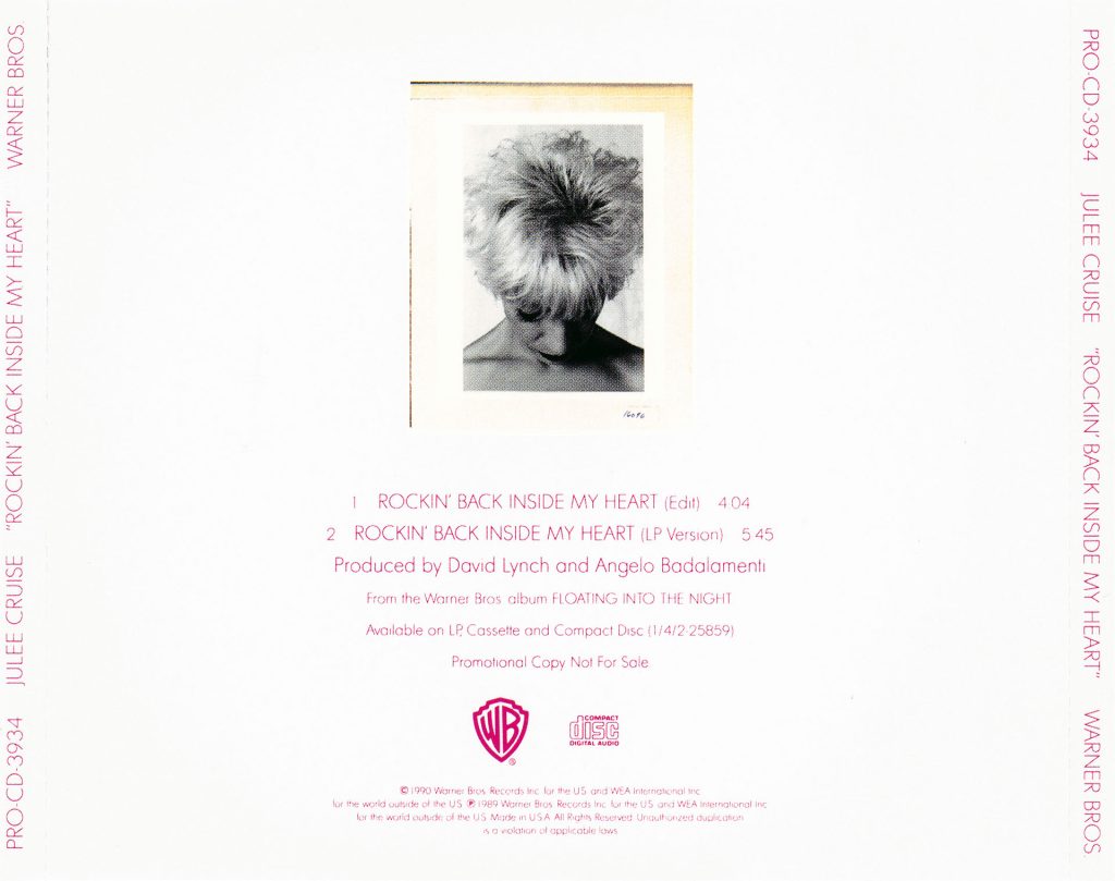 Back cover o fJulee Cruise's "Rockin' Back Inside my Heart"