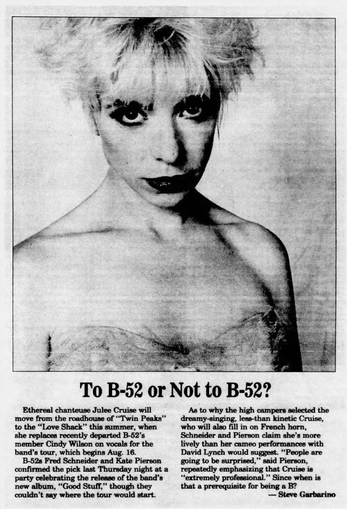 Julee Cruise article about the B-52s