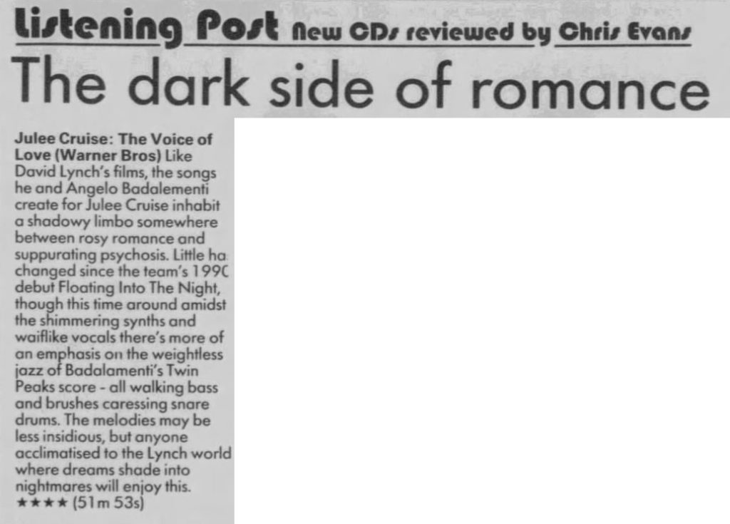Review of Julee Cruise's "The Voice of Love"