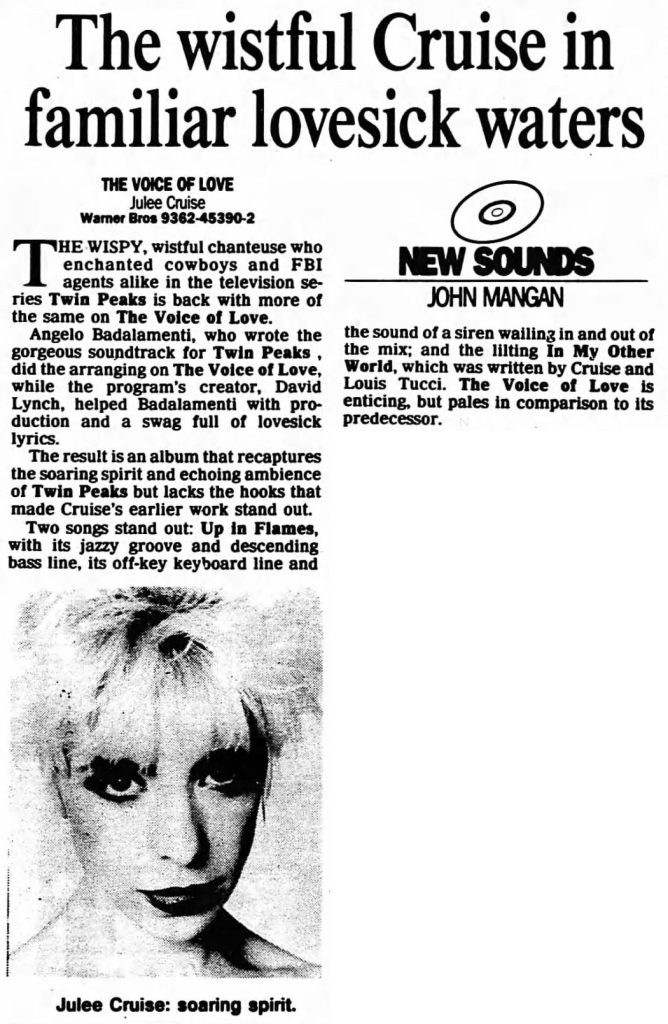Review of Julee Cruise's "The Voice of Love"