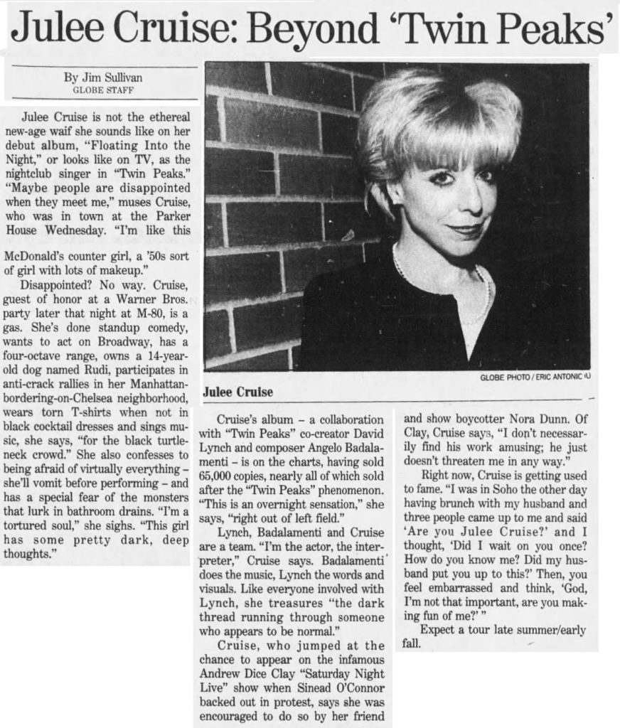 Julee Cruise article in the Boston Globe