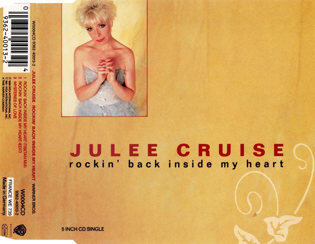 Outside cover of Julee Cruise's single for "Rockin' Back Inside My Heart"