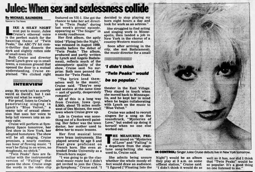 Article about Julee Cruise