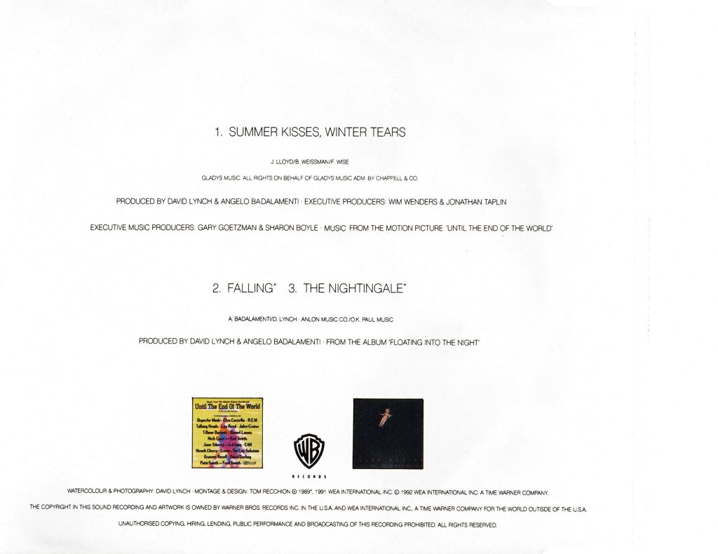 Back cover of CD of Summer Kisses, Winter Tears