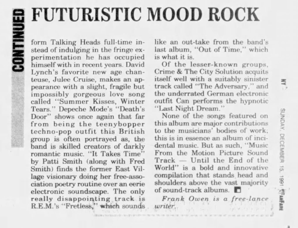 Review of film's soundtrack