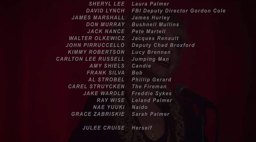 Julee Cruise performing in The Roadhouse with credits rolling