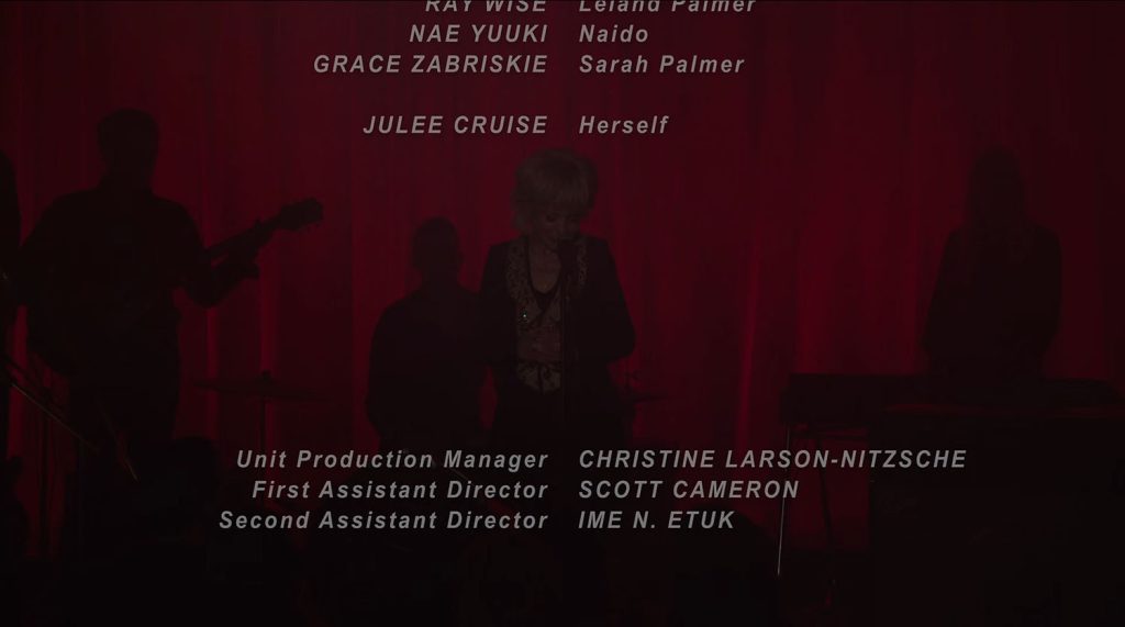 Julee Cruise performing in The Roadhouse with credits rolling
