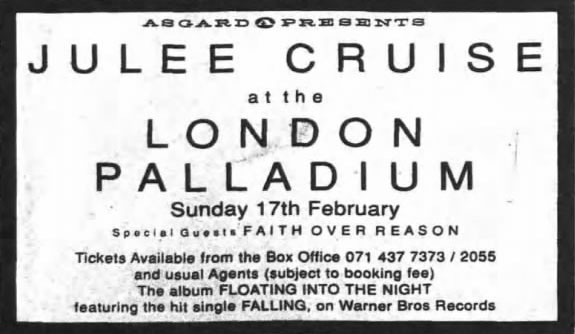 Ad for Julee Cruise at the London Palladium