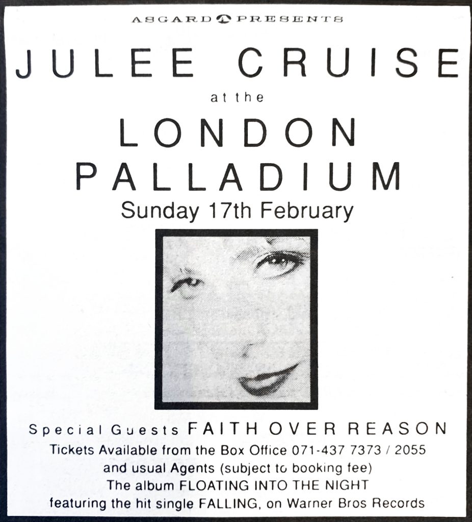 Ad for Julee Cruise at the London Palladium