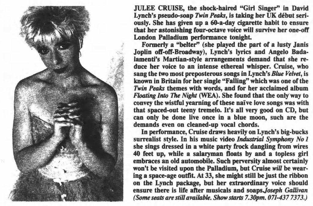 Article about Julee Cruise