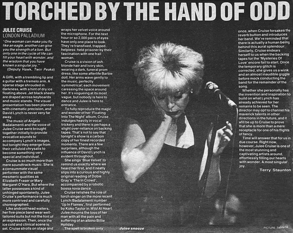 Article about Julee Cruise at the London Palladium
