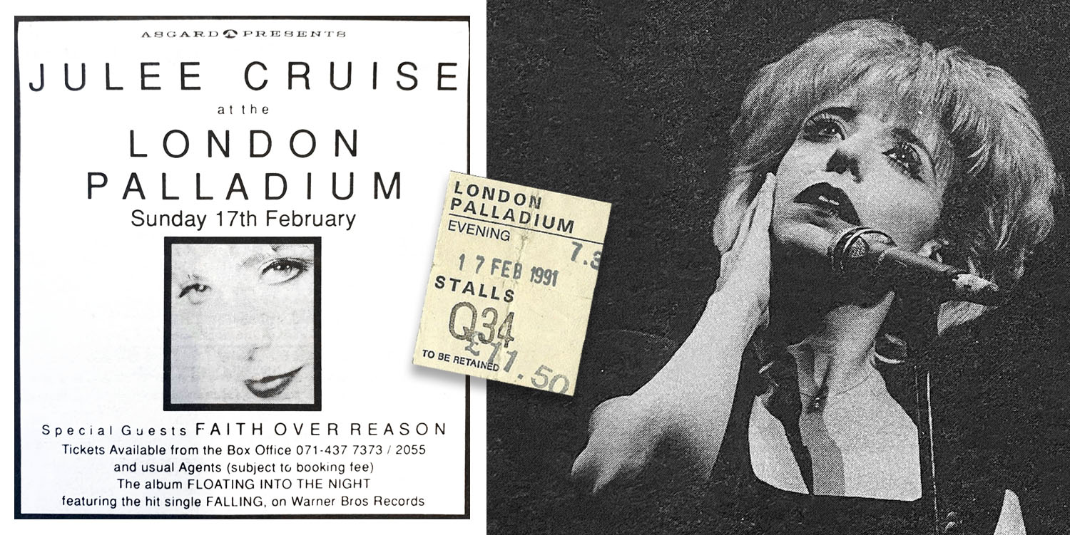 Julee Cruise concert poster, ticket and photo from London Palladium