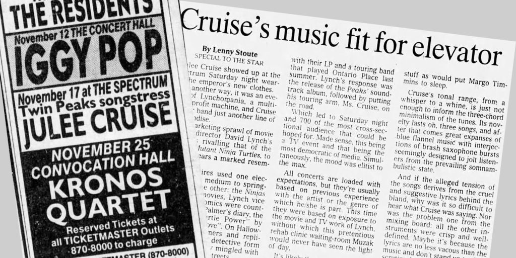 Newspaper article and concert listing