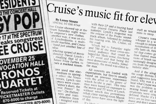 Newspaper article and concert listing