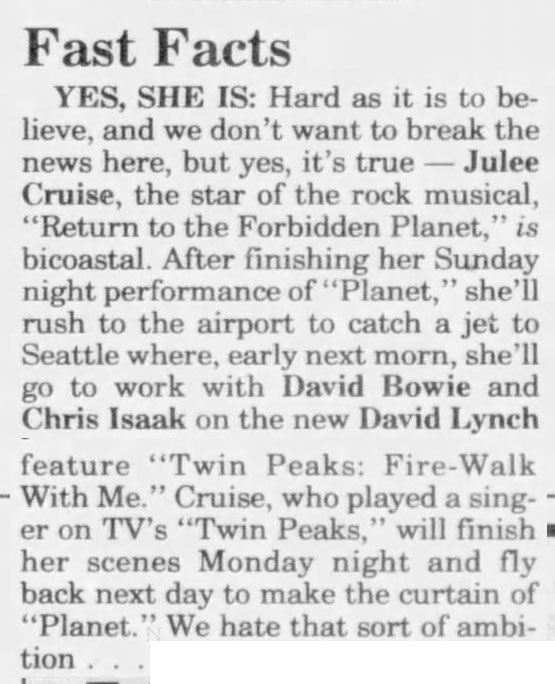 Article about Julee Cruise