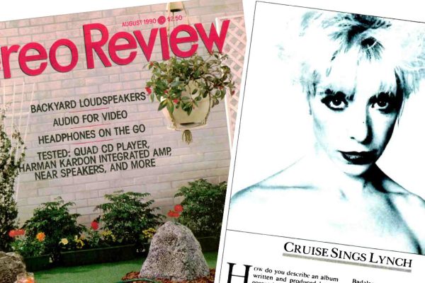 ‘Cruise Sings Lynch’ in Stereo Review from August 1990 Stereo Review cover and a photo of Julee Cruise