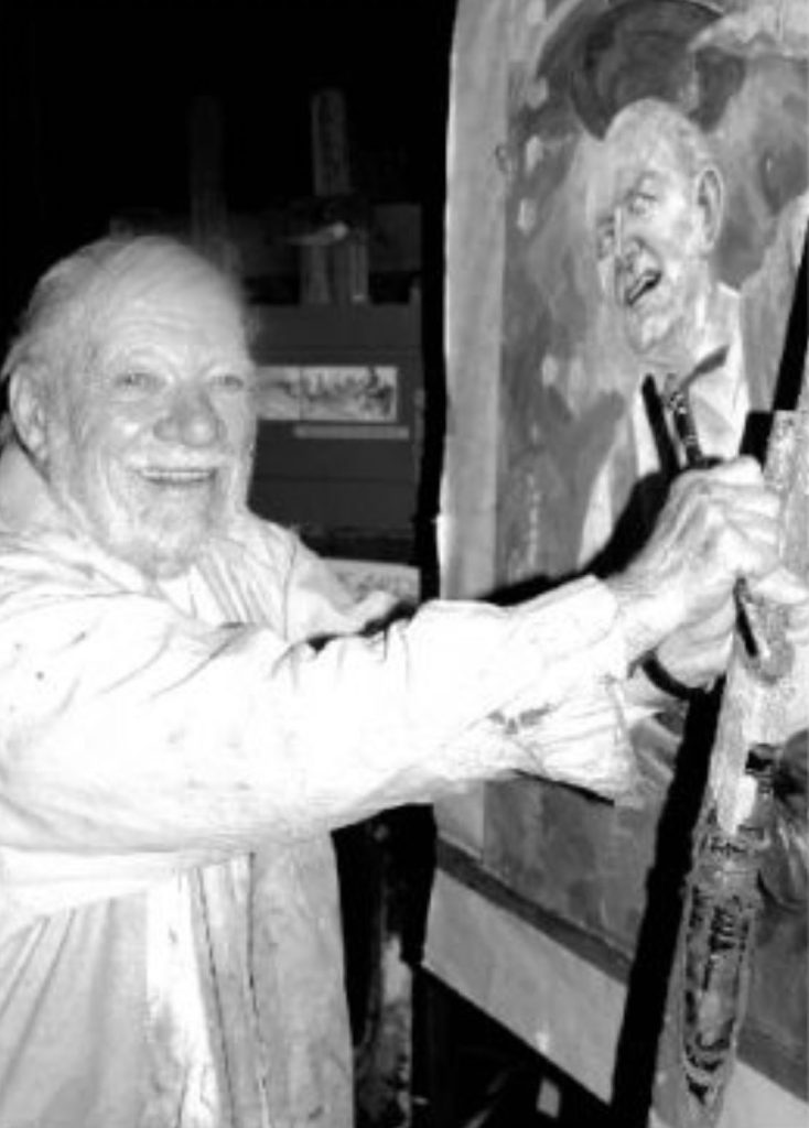 Richard "Dick" Burhans painting his mural