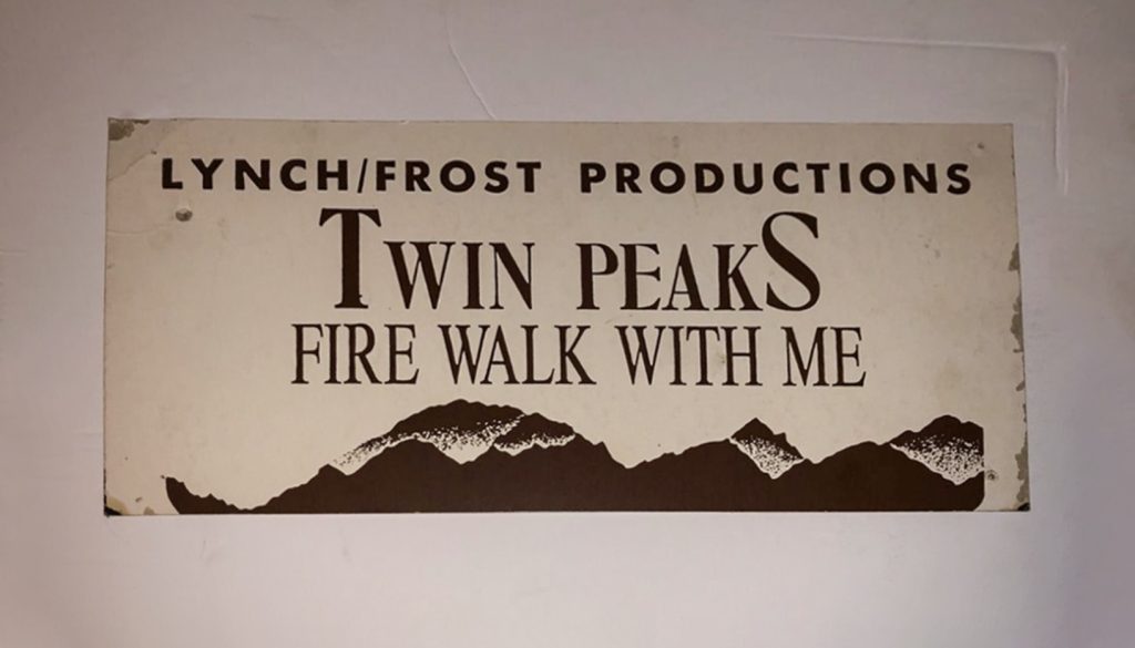 Front of Twin Peaks: Fire Walk With Me Crew Parking Placard